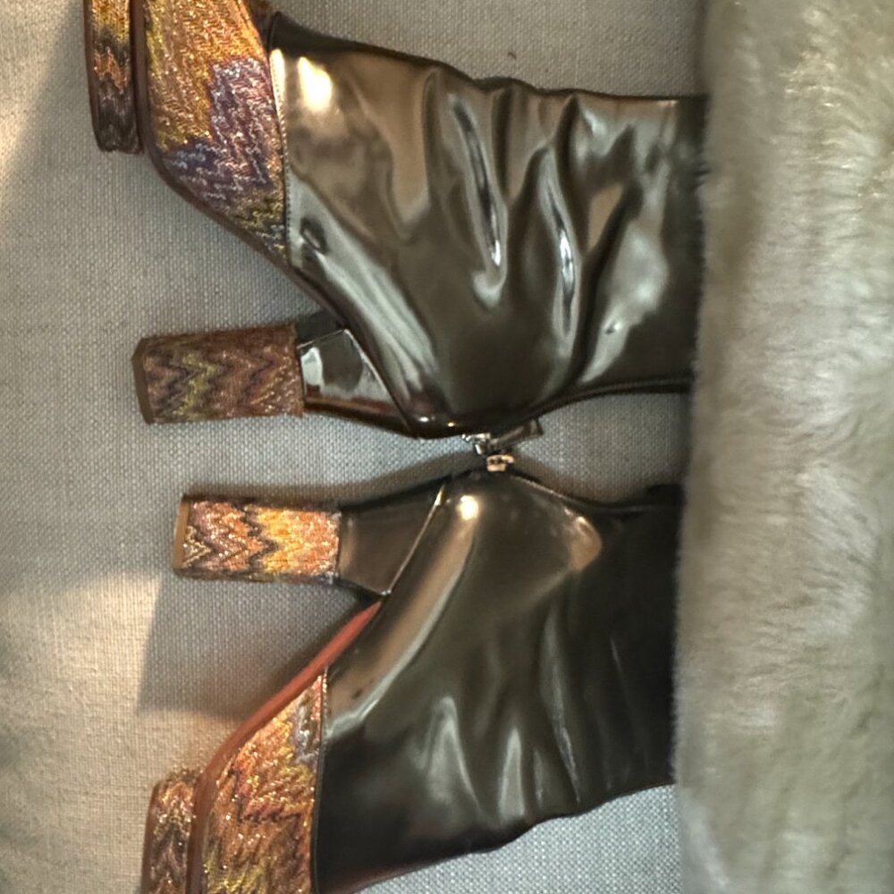 Metallic leather & pastel MISSONI print - platform boots made in Italy - size 39